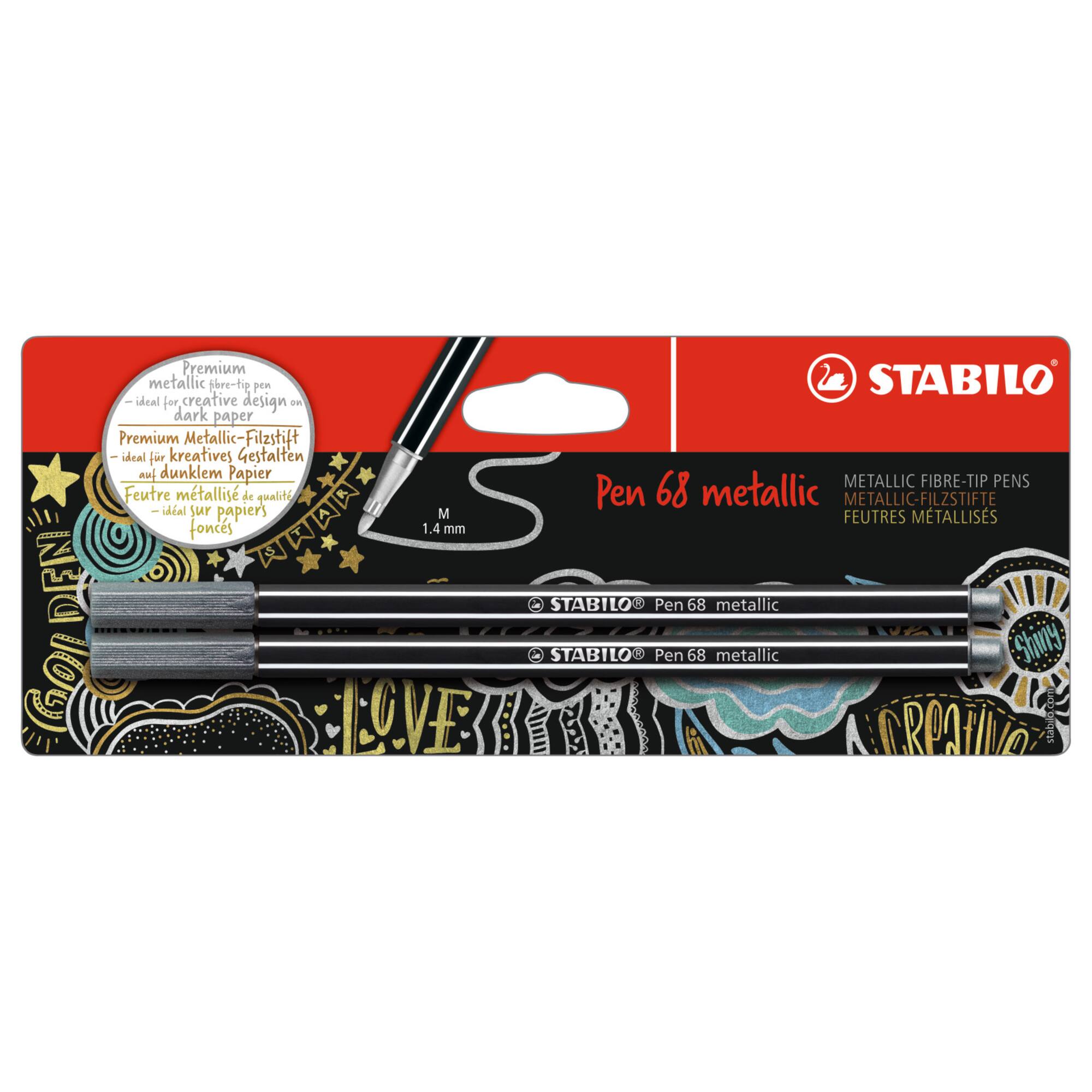 Stabilo® Pen 68 Metallic Silver Pens, 2ct.